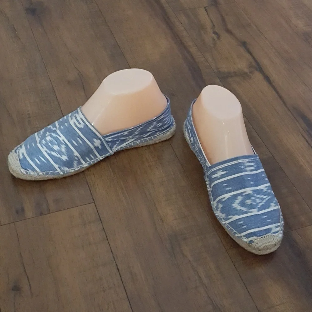 Soludos Blue & White Derby Slip‎ Ons